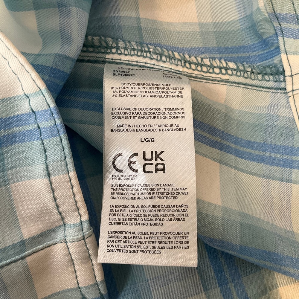 Dickies Cooling Utility Shirt Men L Blue White Polyester Temp-IQ UPF 40+ Outdoor - Picture 8 of 12